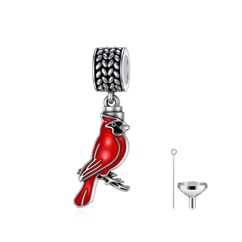 Red Cardinal Bird Charm 925 Sterling Silver Dangle Bead Fit Bracelet Our Love Never Dies Gifts for Women