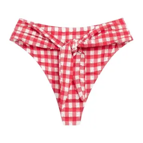 Red Gingham Paula Tie-Up Bikini Bottom