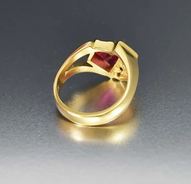 Retro 14K Gold Diamond Pink Tourmaline Ring