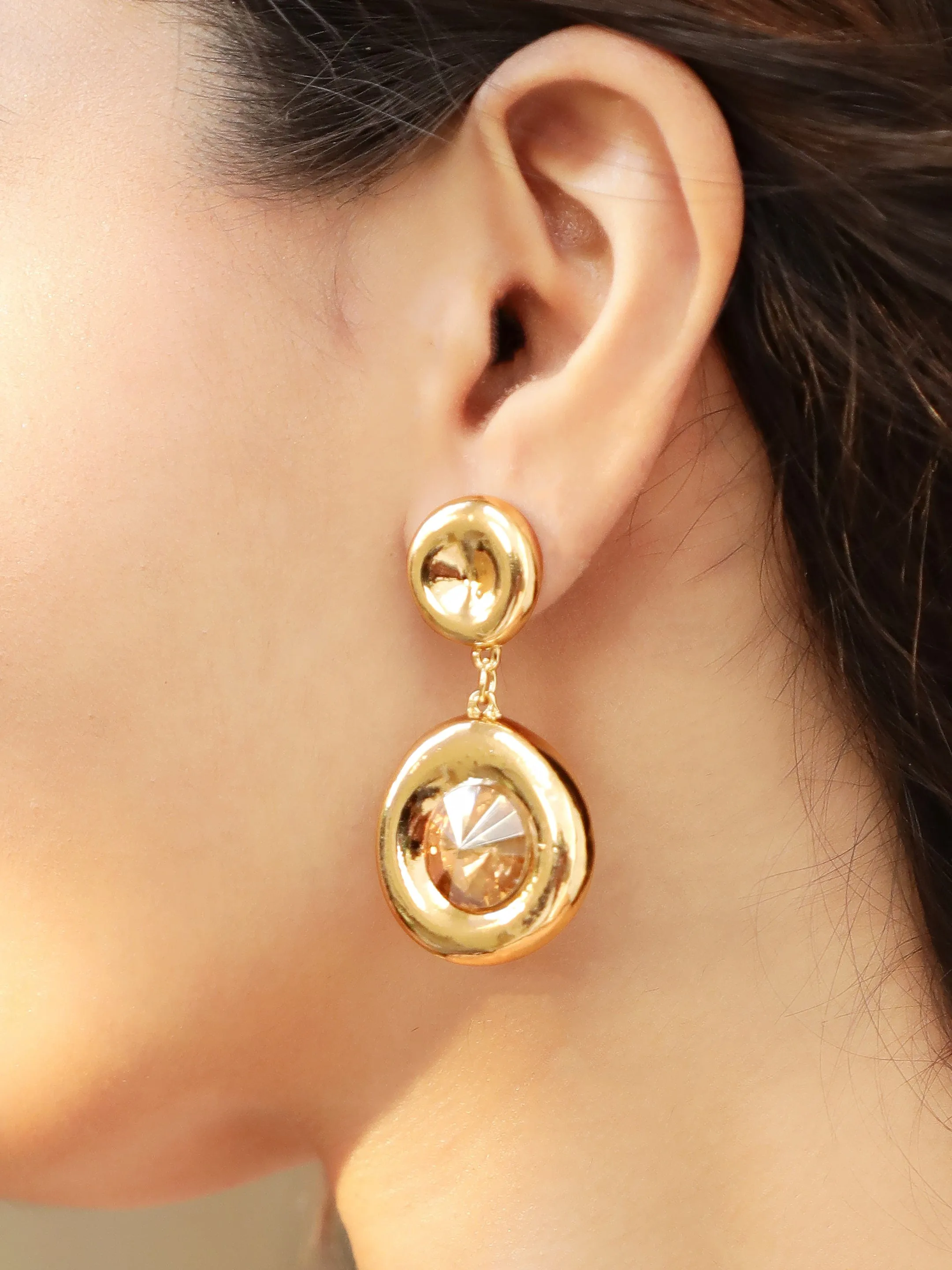 Rubans Voguish Gold-Plated Drop Earrings