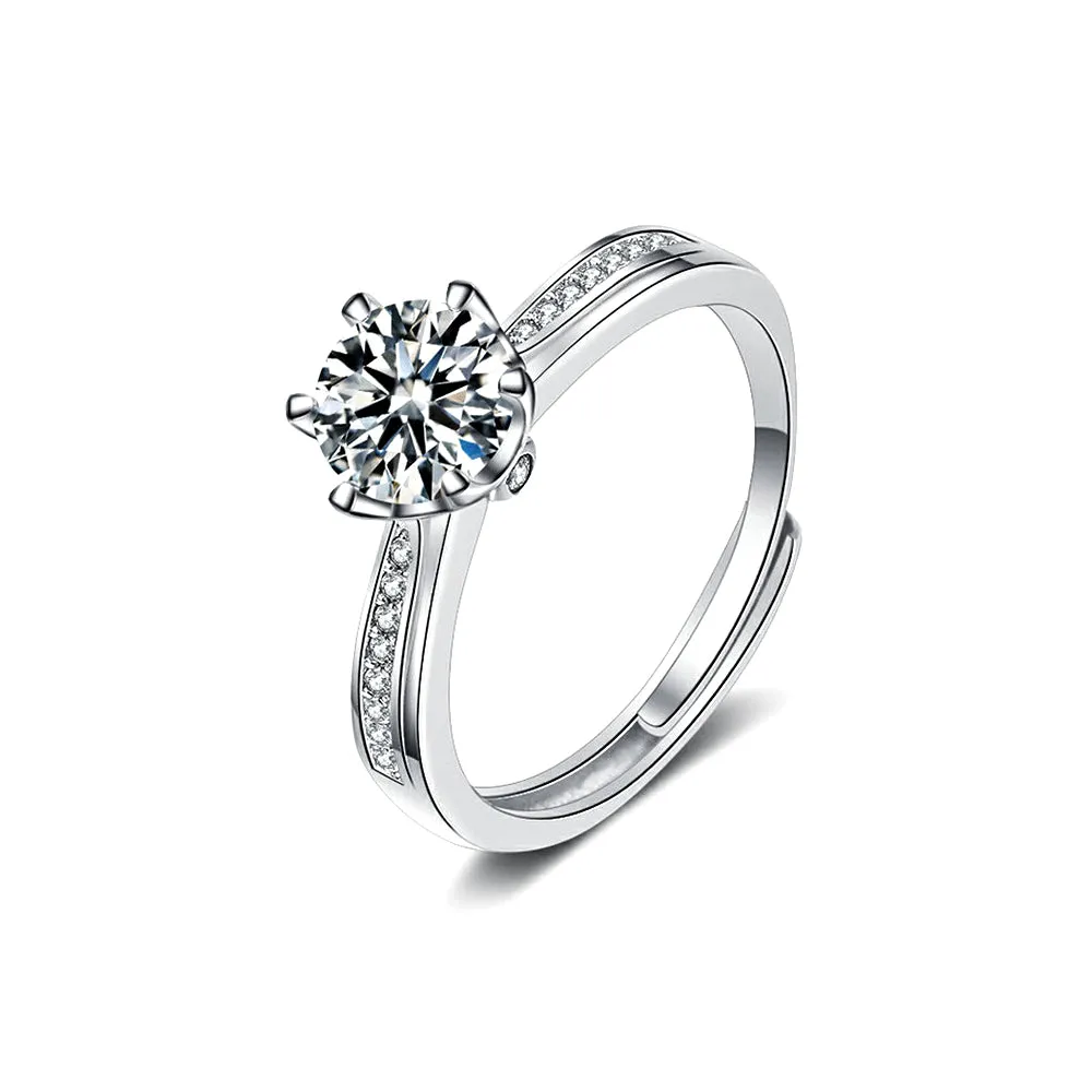 S925 Silver Princess Moissanite Ring