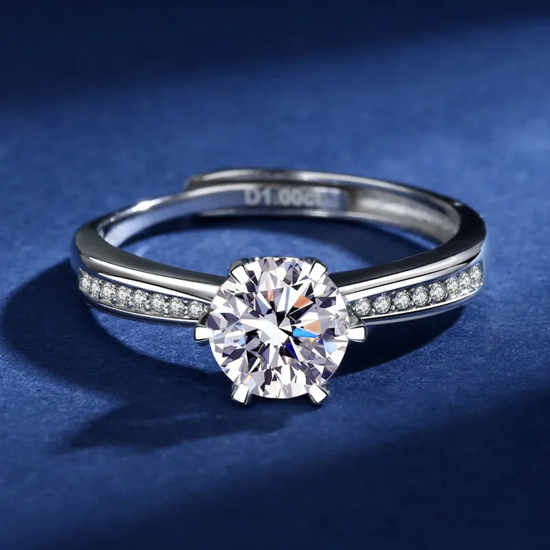 S925 Silver Princess Moissanite Ring