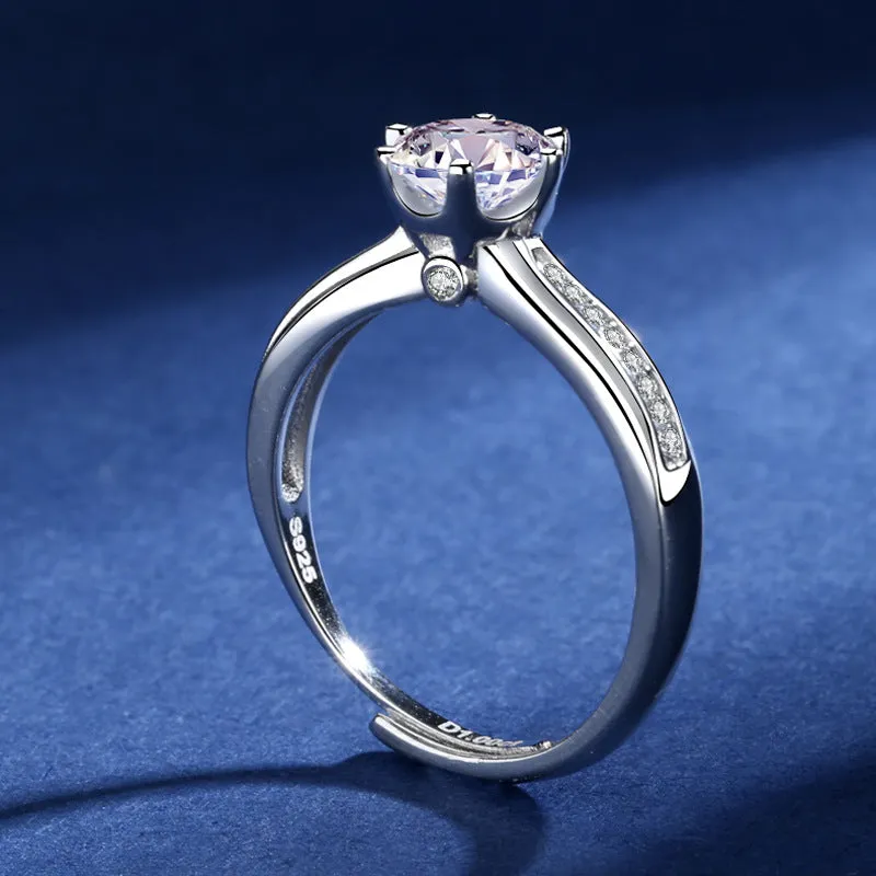 S925 Silver Princess Moissanite Ring