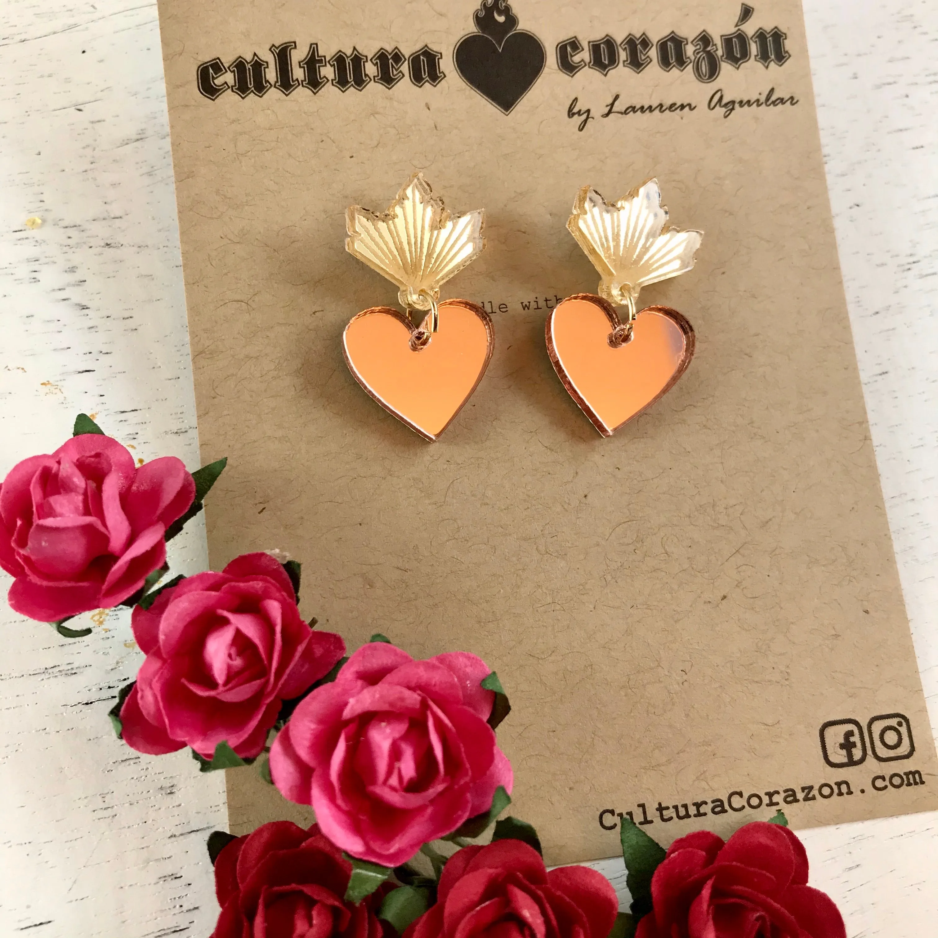 Sacred Heart Drop Studs