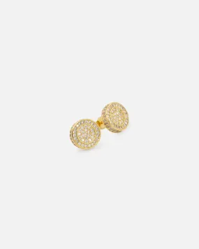 Iced Gold Saint Morta Stadium Earrings with Embellishments