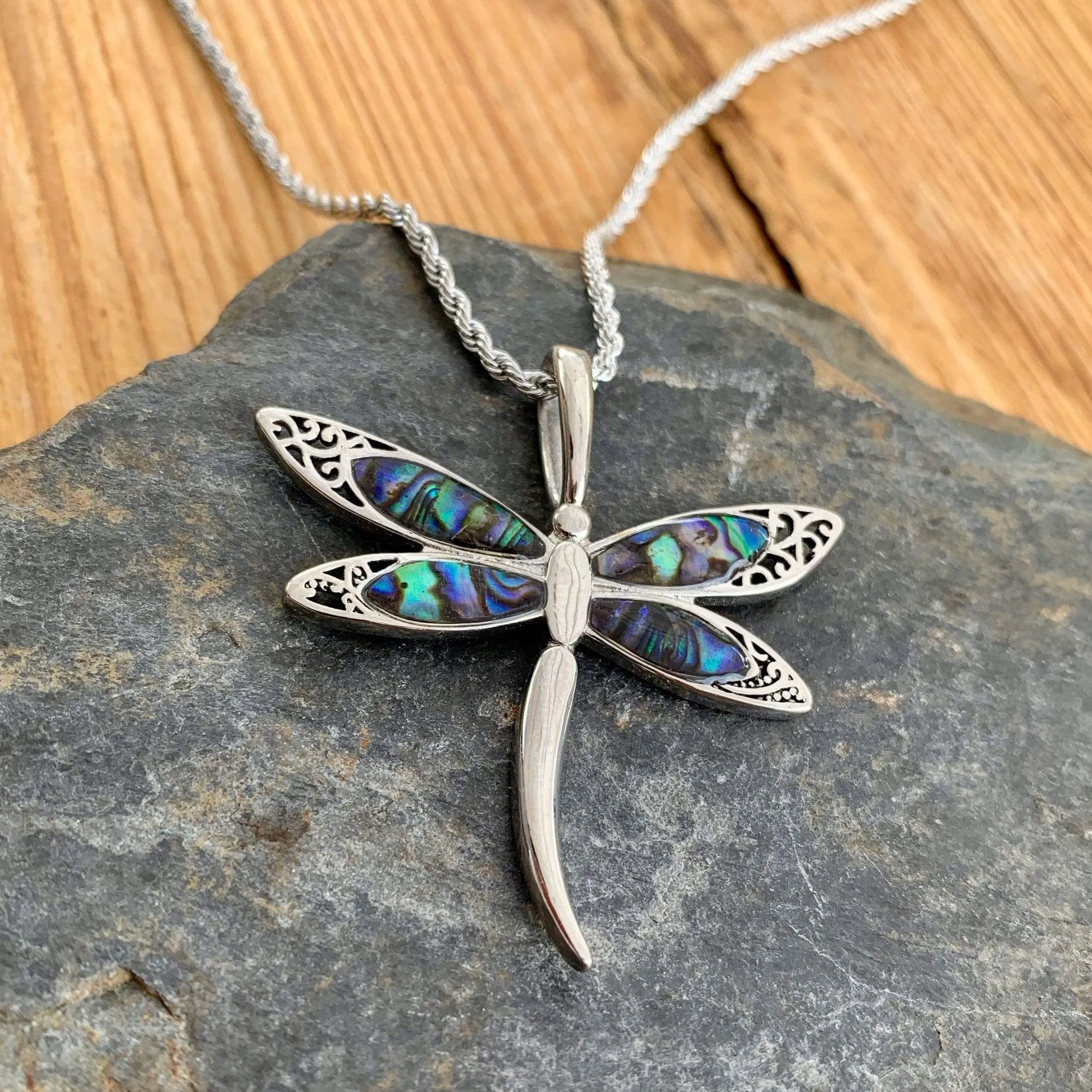 Sea Shell - Dragonfly Pendant - Rope Necklace - SK2540