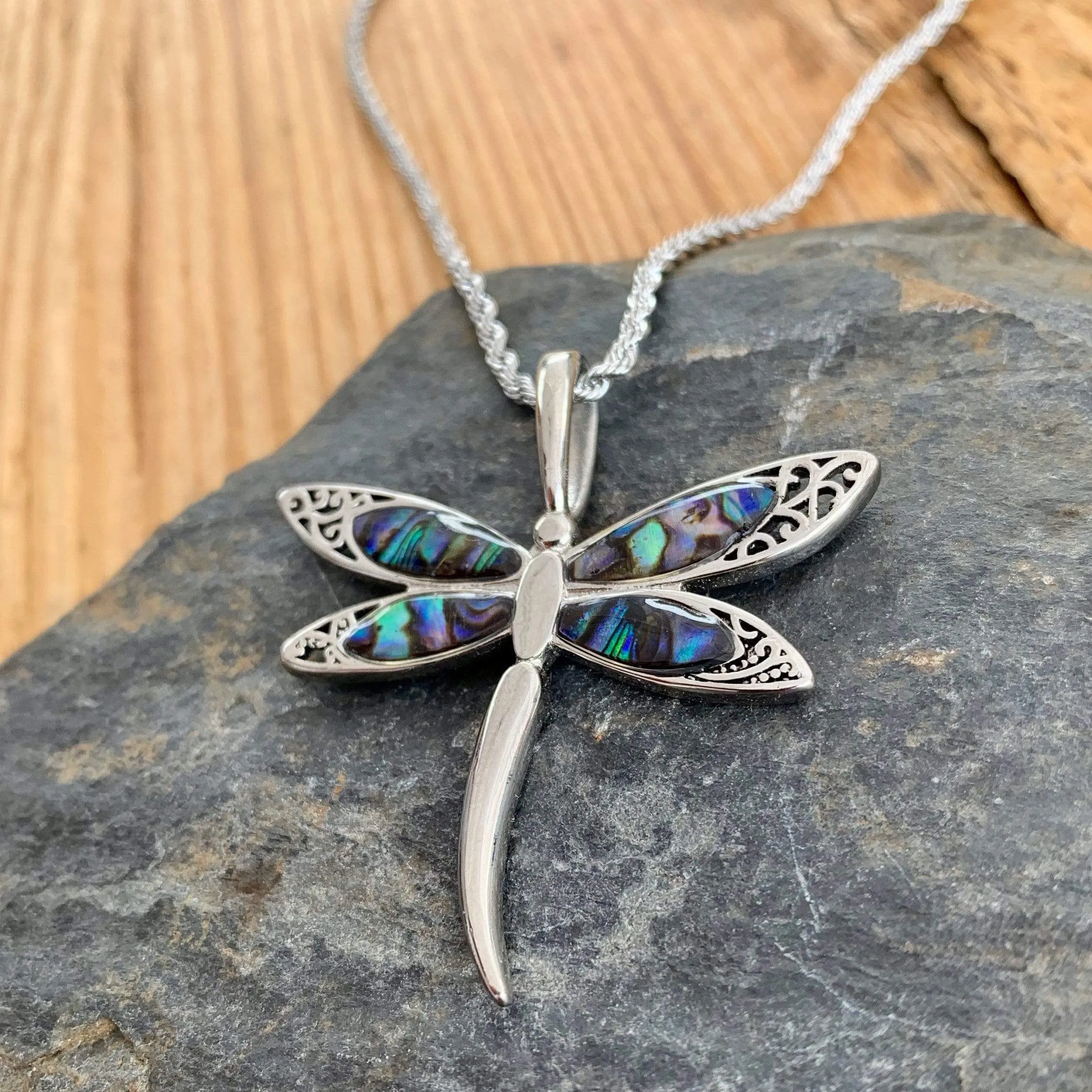 Sea Shell - Dragonfly Pendant - Rope Necklace - SK2540