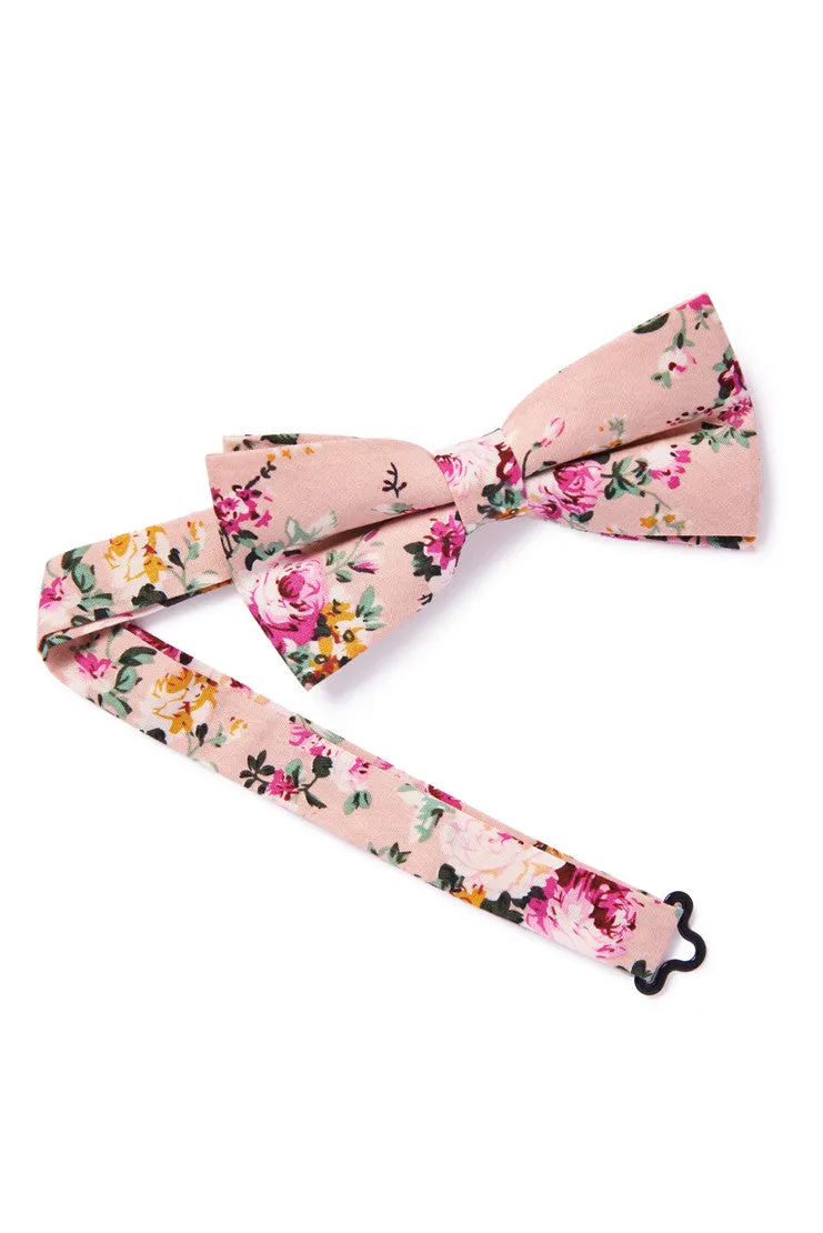 Shabby Chic Floral Bow Tie - Rose Pink