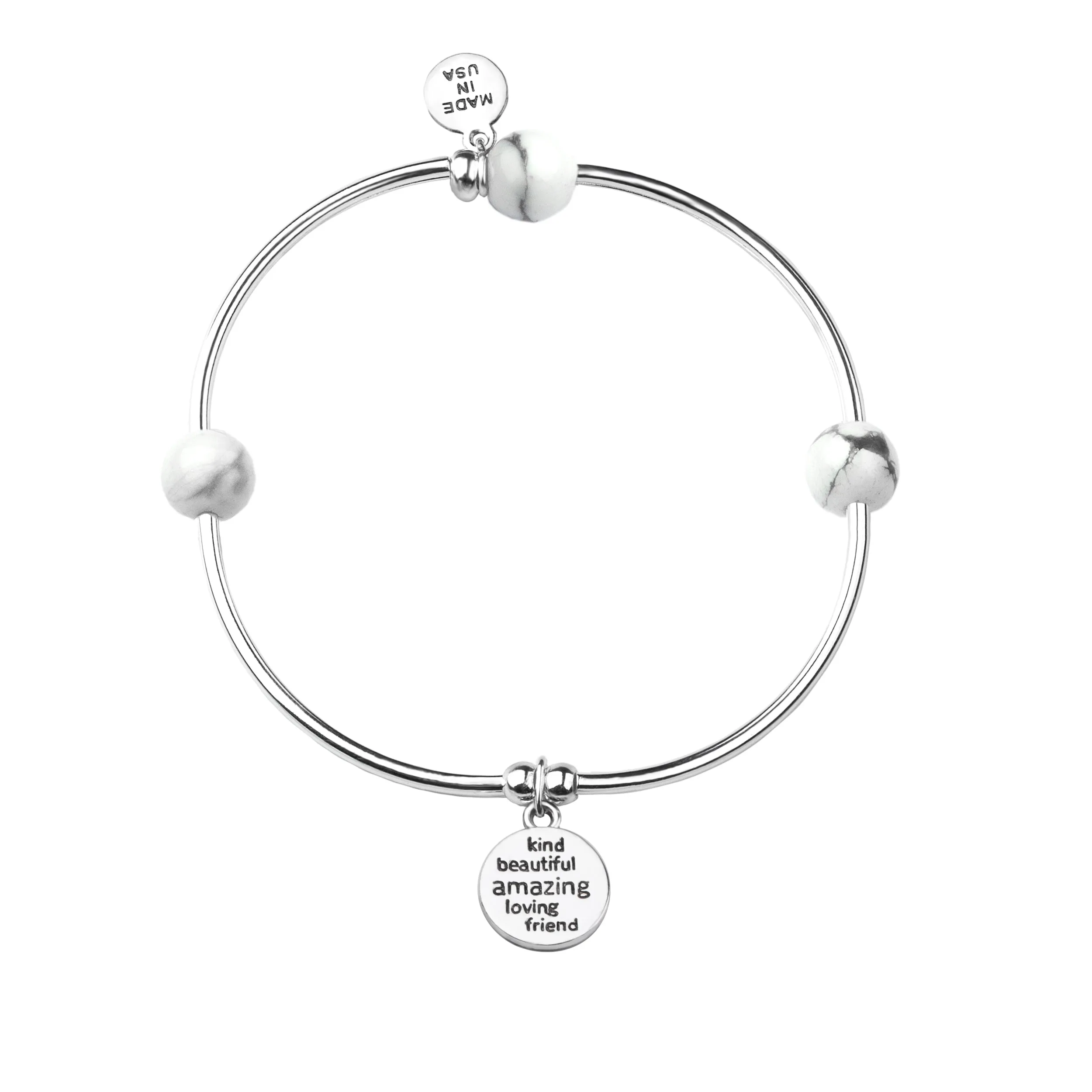 Sister | Soft Bangle Charm Bracelet | Onyx