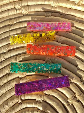 Skinny Sparkly Resin Hair Clip - 5 colours