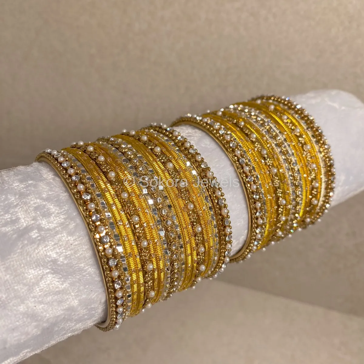 Small Yellow Glitter Bangle set