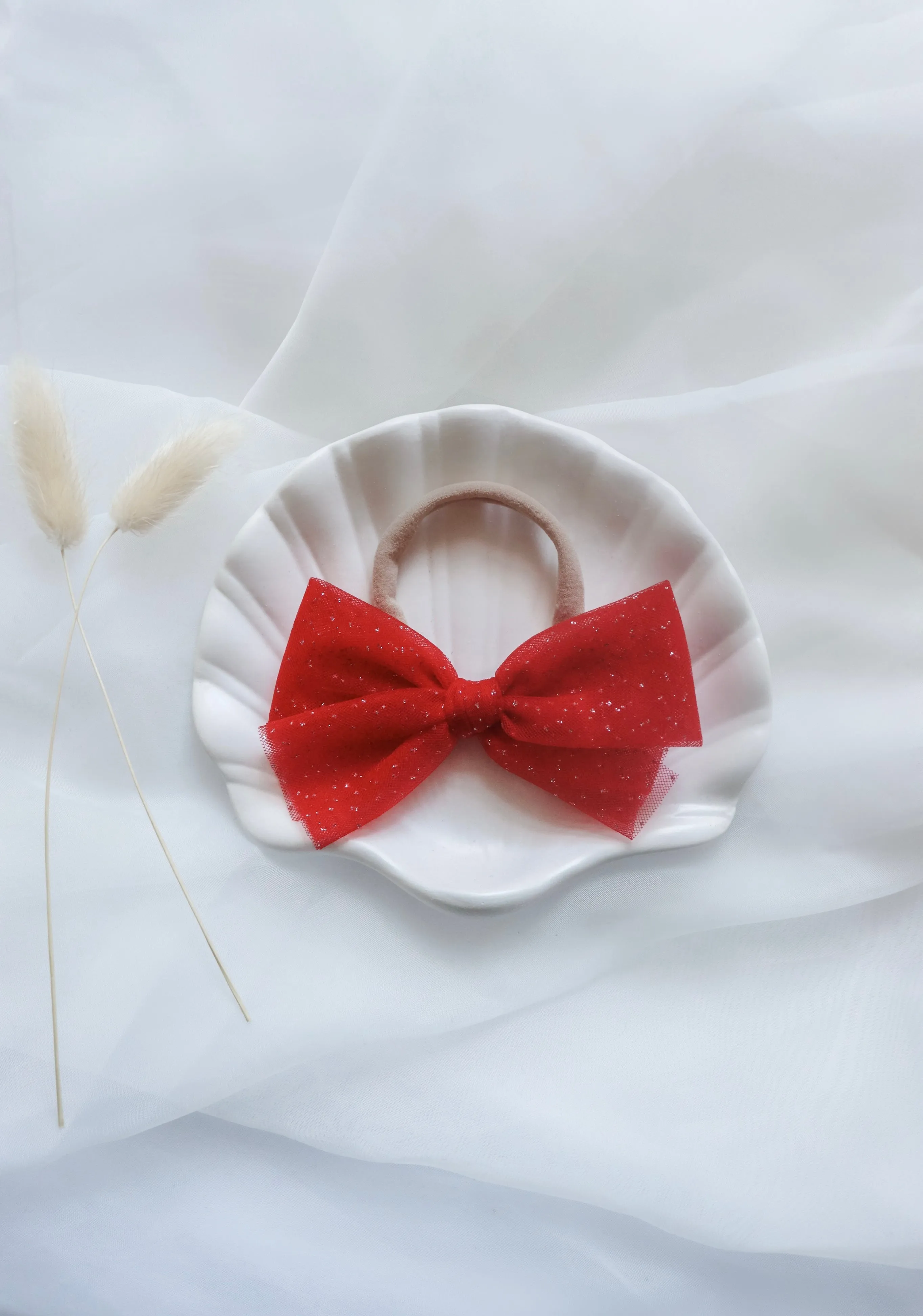 Sparkly Cherry Tulle Bow - Headband