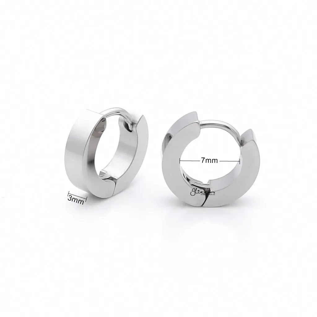 Stainless Steel Huggie Hoop Earrings - Small