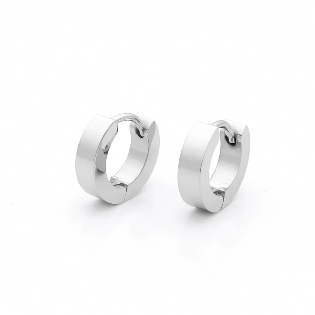 Stainless Steel Huggie Hoop Earrings - Small