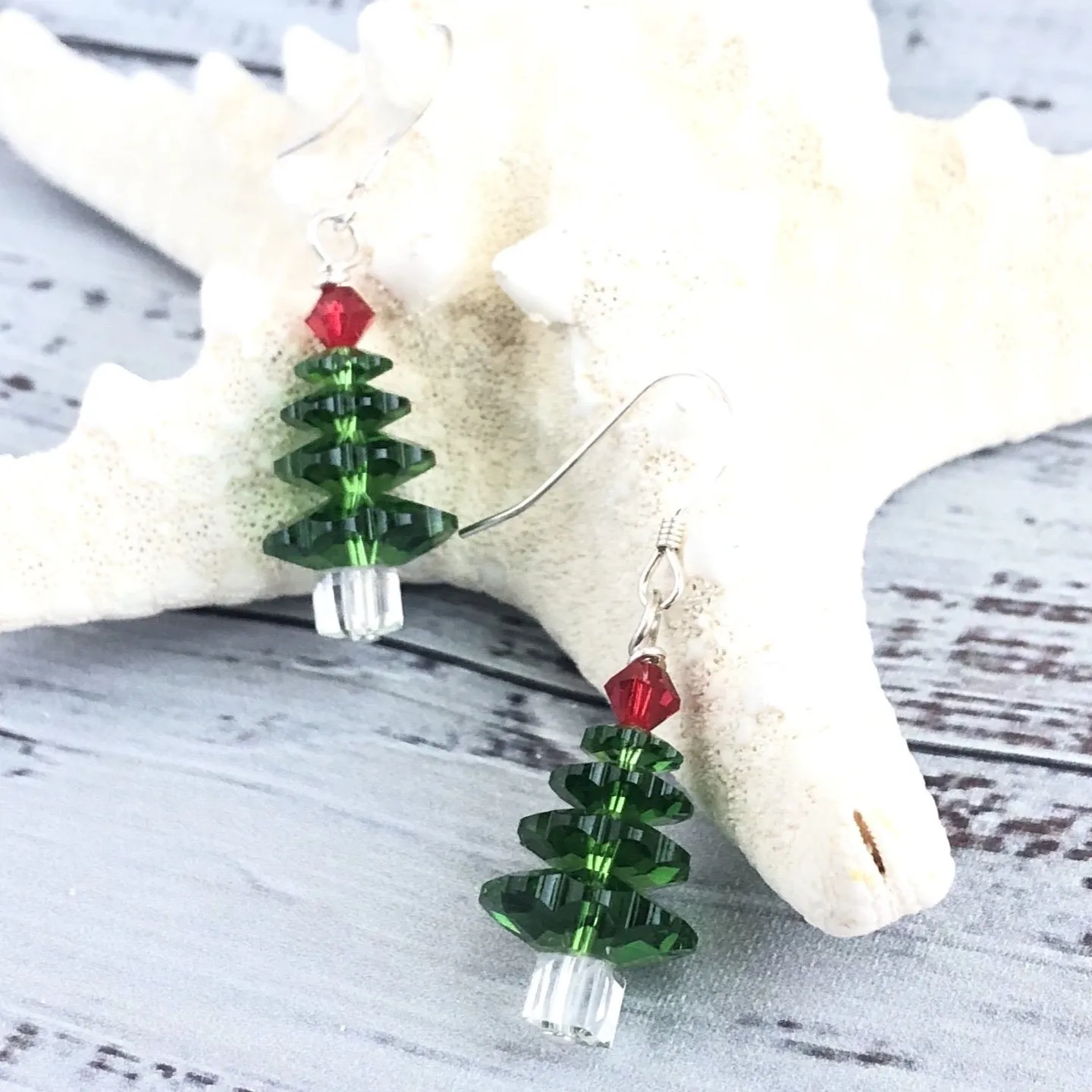 Swarovski Green Christmas Tree earrings