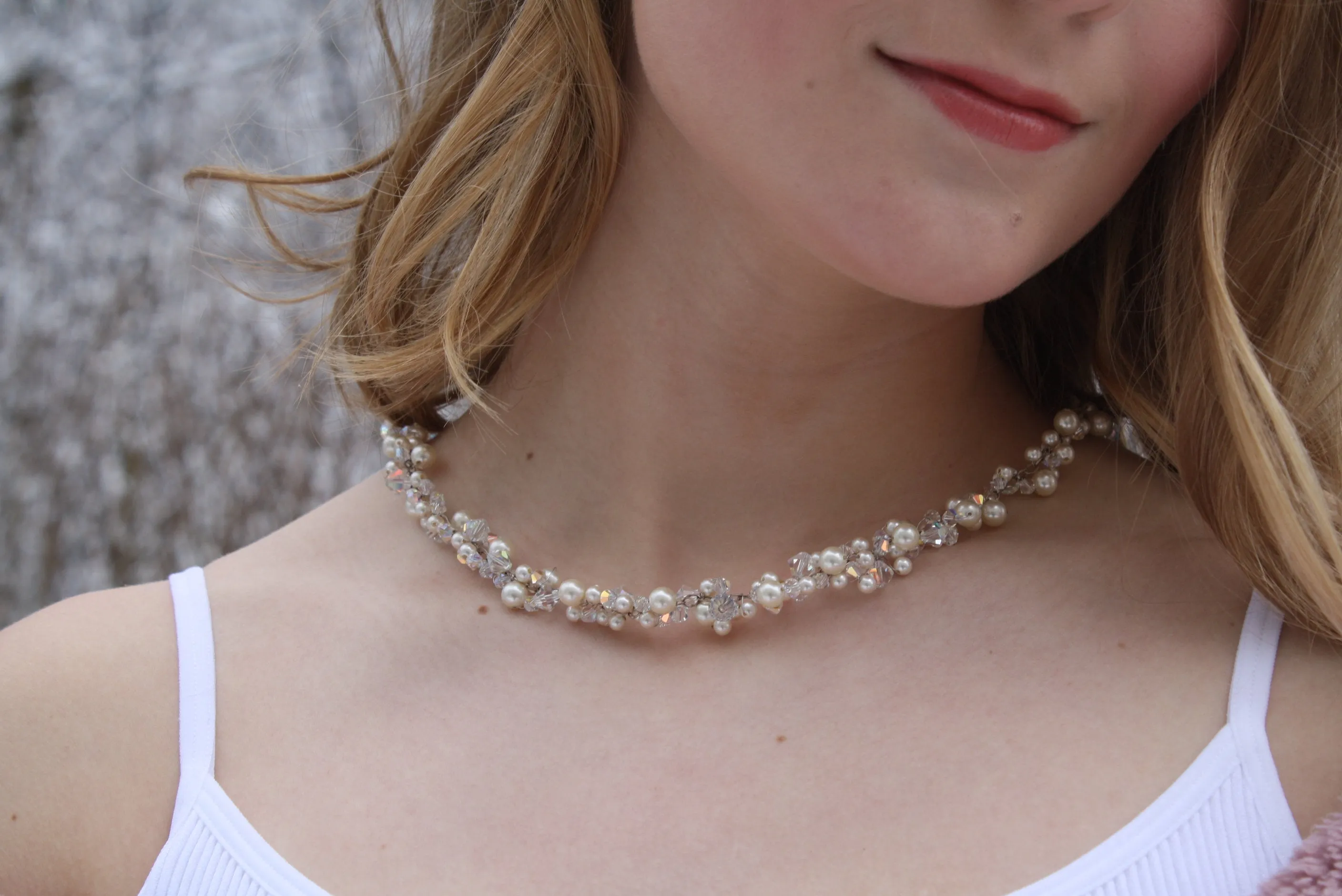 Swarovski Pearl and Crystal Bridal Wedding Necklace