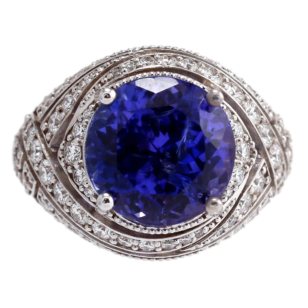 Exquisite Tanzanite and Diamond Statement Ring