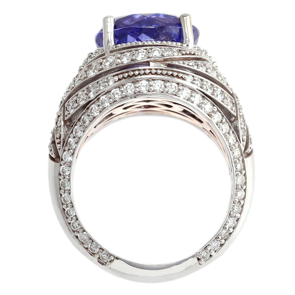 Exquisite Tanzanite and Diamond Statement Ring