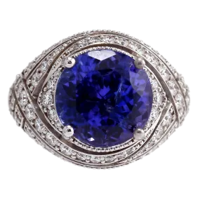 Exquisite Tanzanite and Diamond Statement Ring