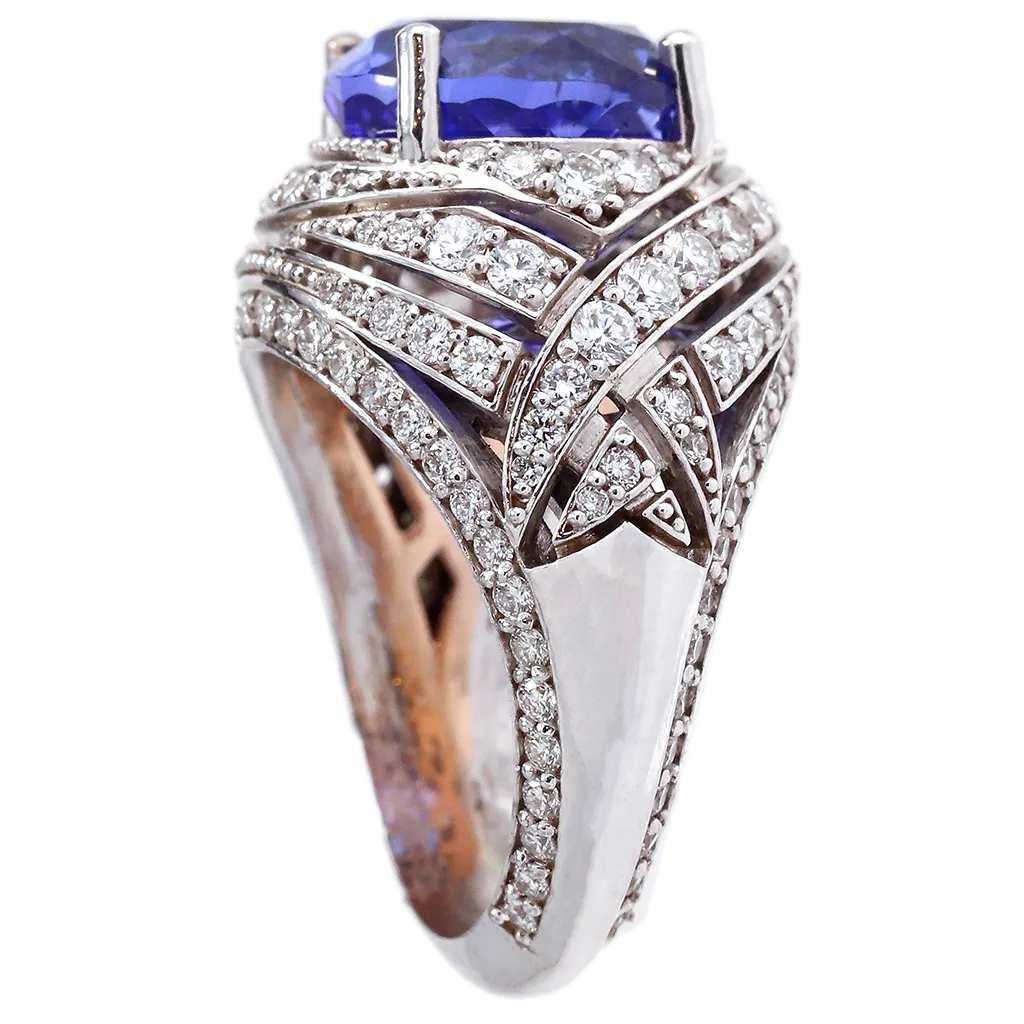 Exquisite Tanzanite and Diamond Statement Ring