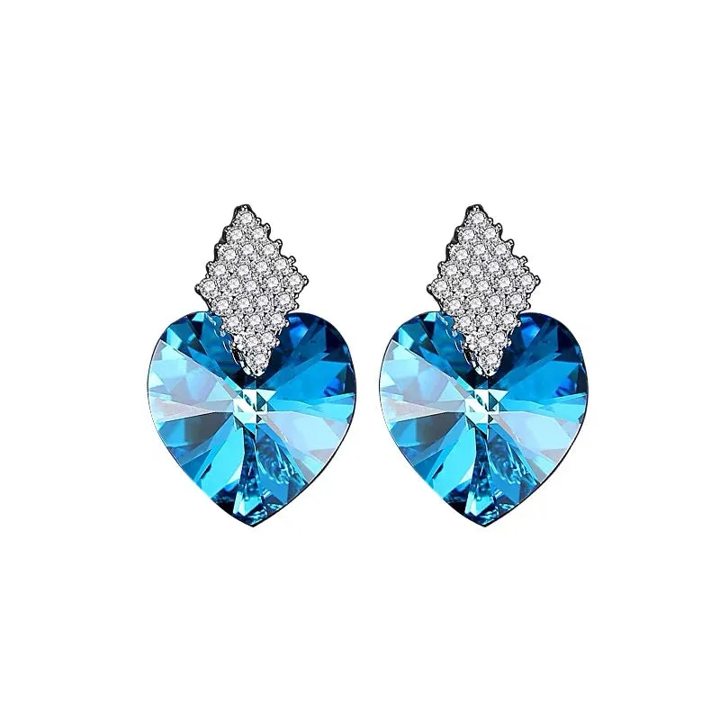 The Swarovski Sapphire Crystal big Heart Earrings