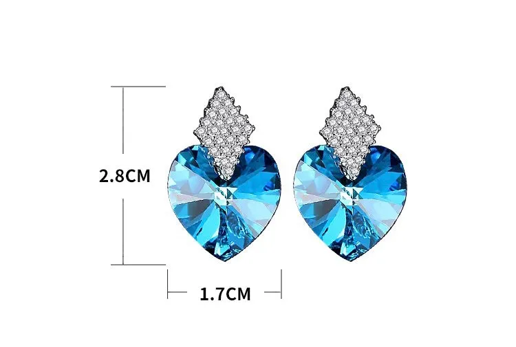 The Swarovski Sapphire Crystal big Heart Earrings