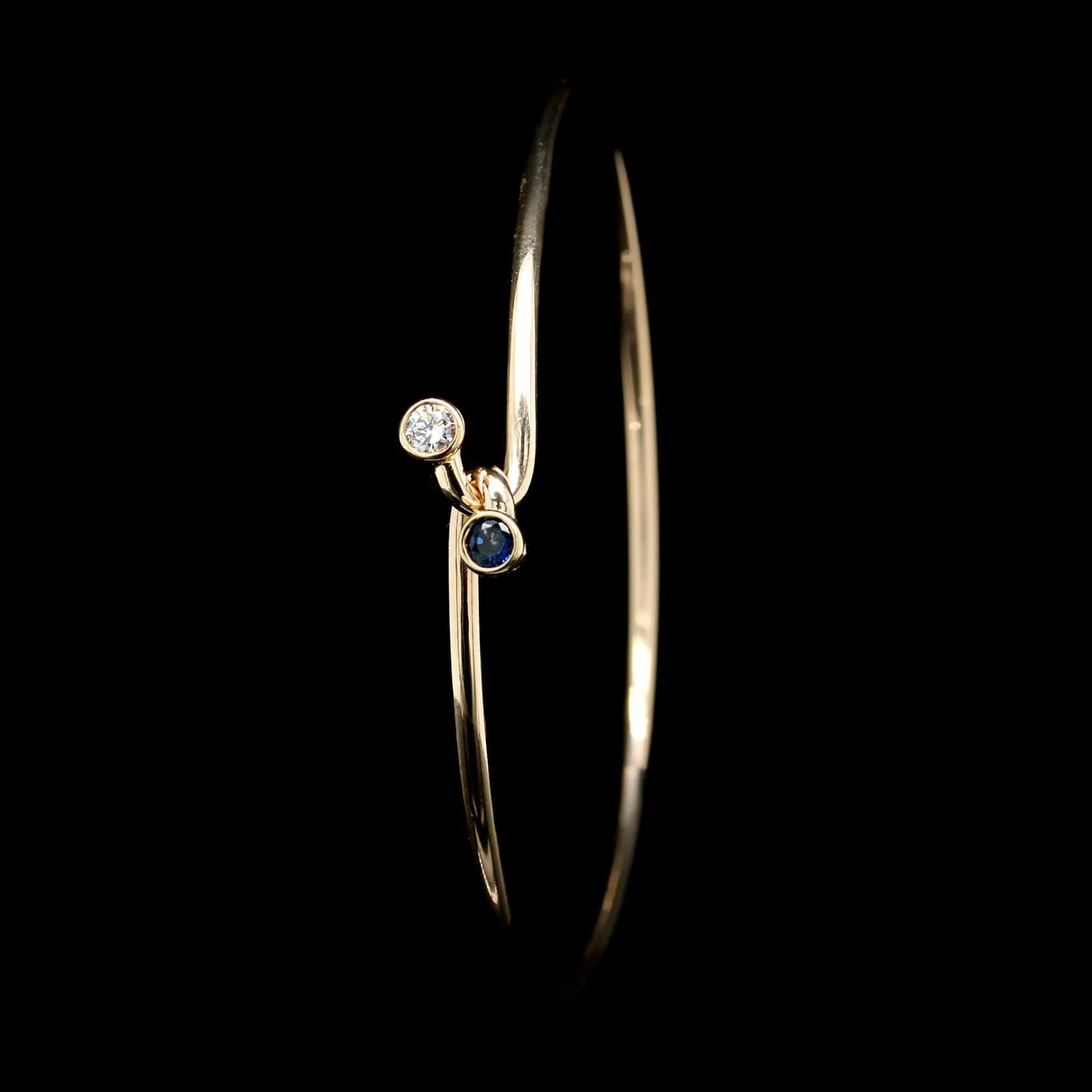 Tiffany & Co. 14K Yellow Gold Estate Sapphire and Diamond Bangle