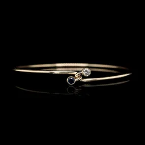 Tiffany & Co. 14K Yellow Gold Estate Sapphire and Diamond Bangle