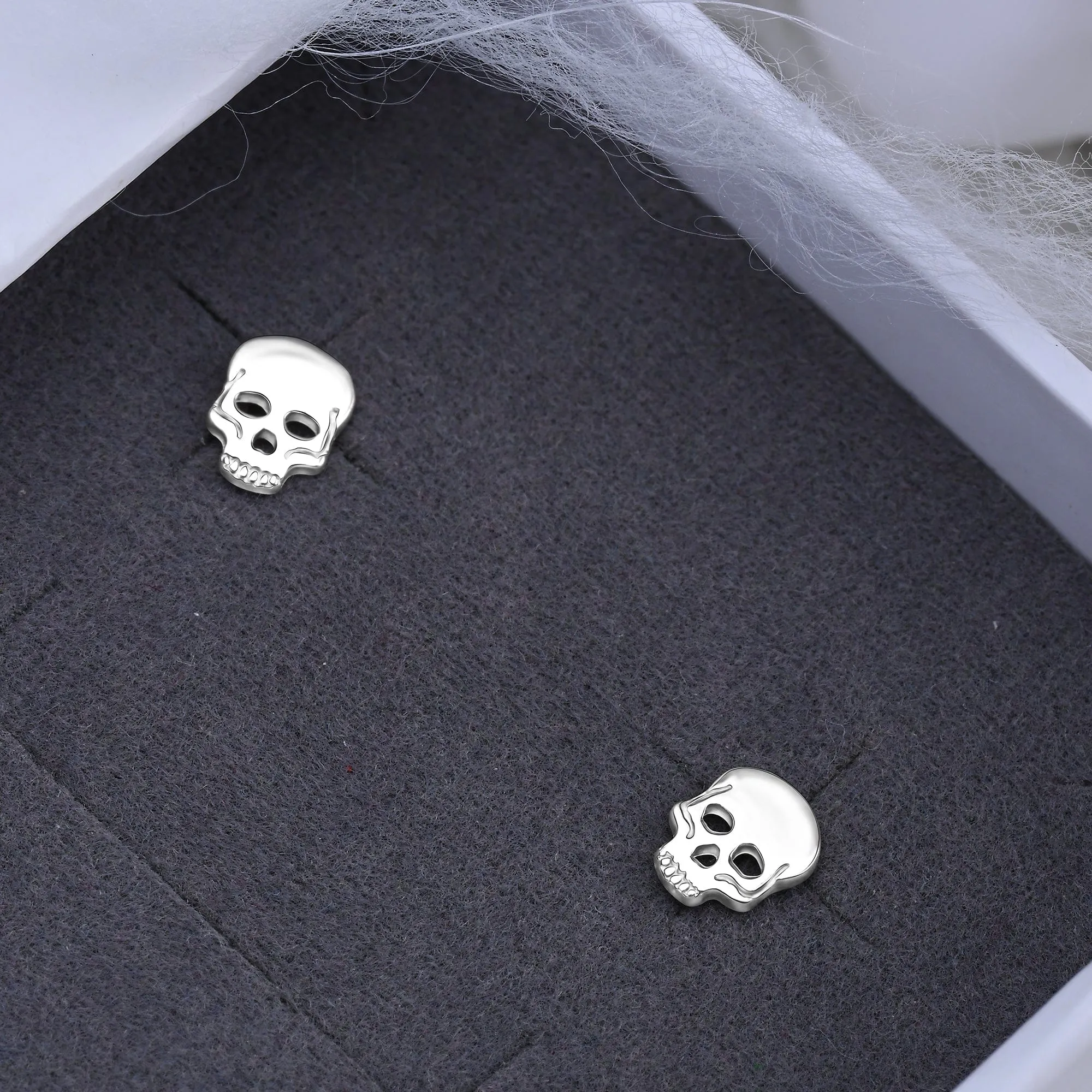 Tiny Skull Stud Earrings Sterling Silver