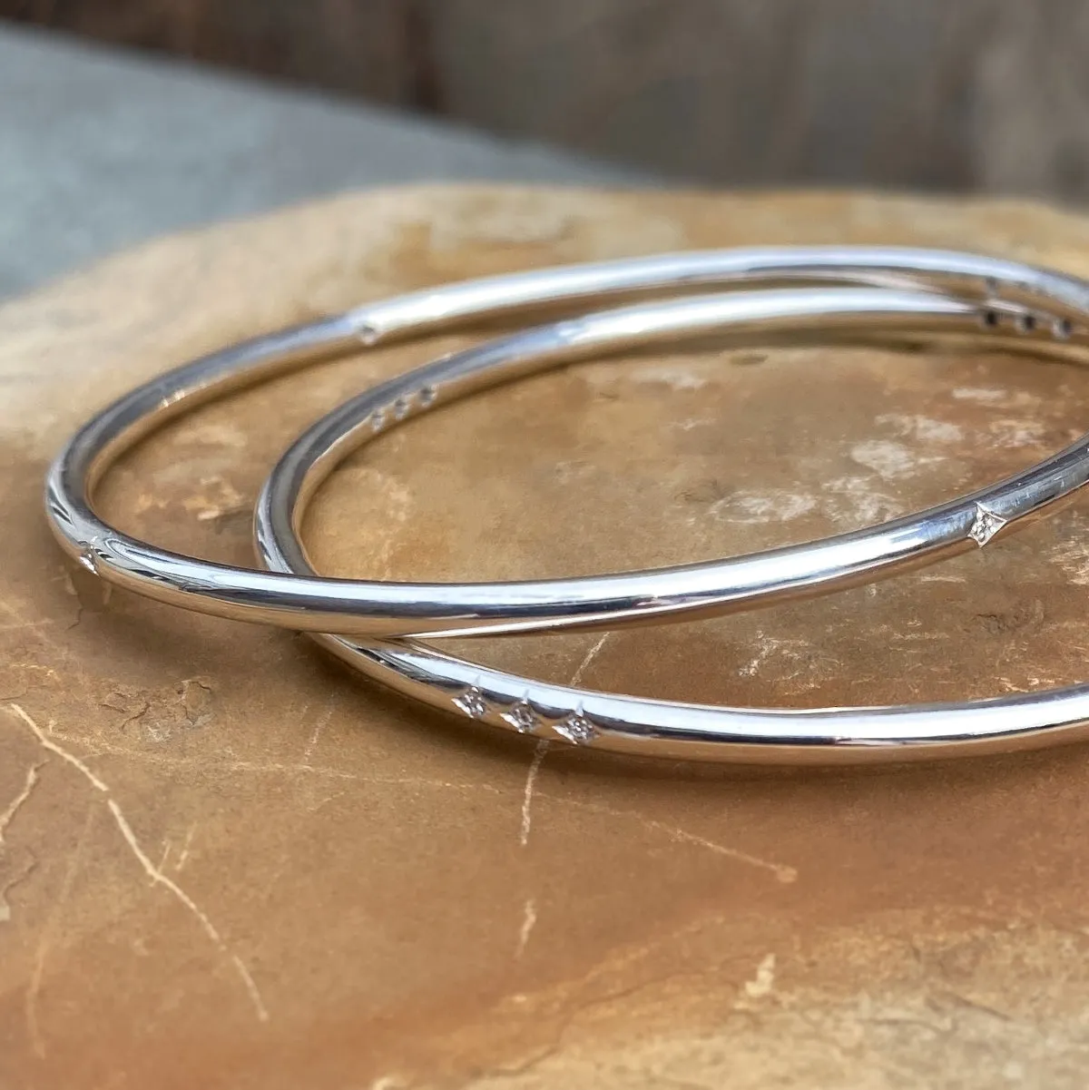 Triple Station Diamond Bangle Bracelet- Heirloom by Doyle & Doyle