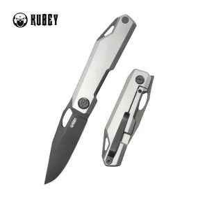 Verijero Fronter Flipper Pocket Folding Knife Grey 6AL4V Titanium Handle 3.35 Blackwash 14C28N KB340B