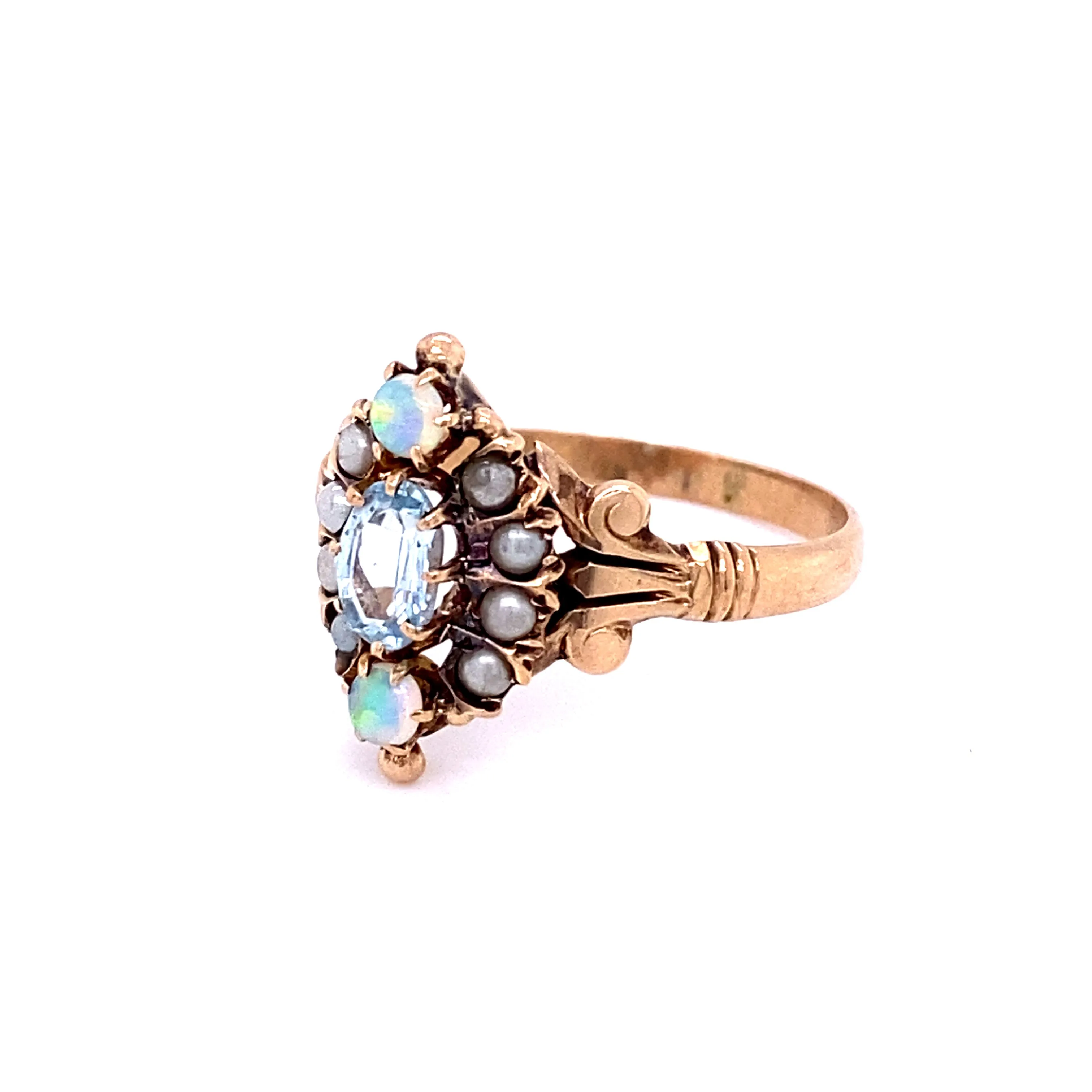 Victorian Aquamarine, Opal, and Pearl Ring