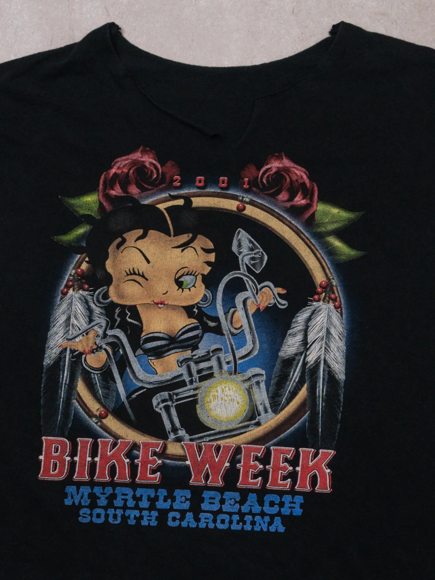 Vintage '01 Betty Boop Bike Week Myrtle Week Boxy Tee (L)