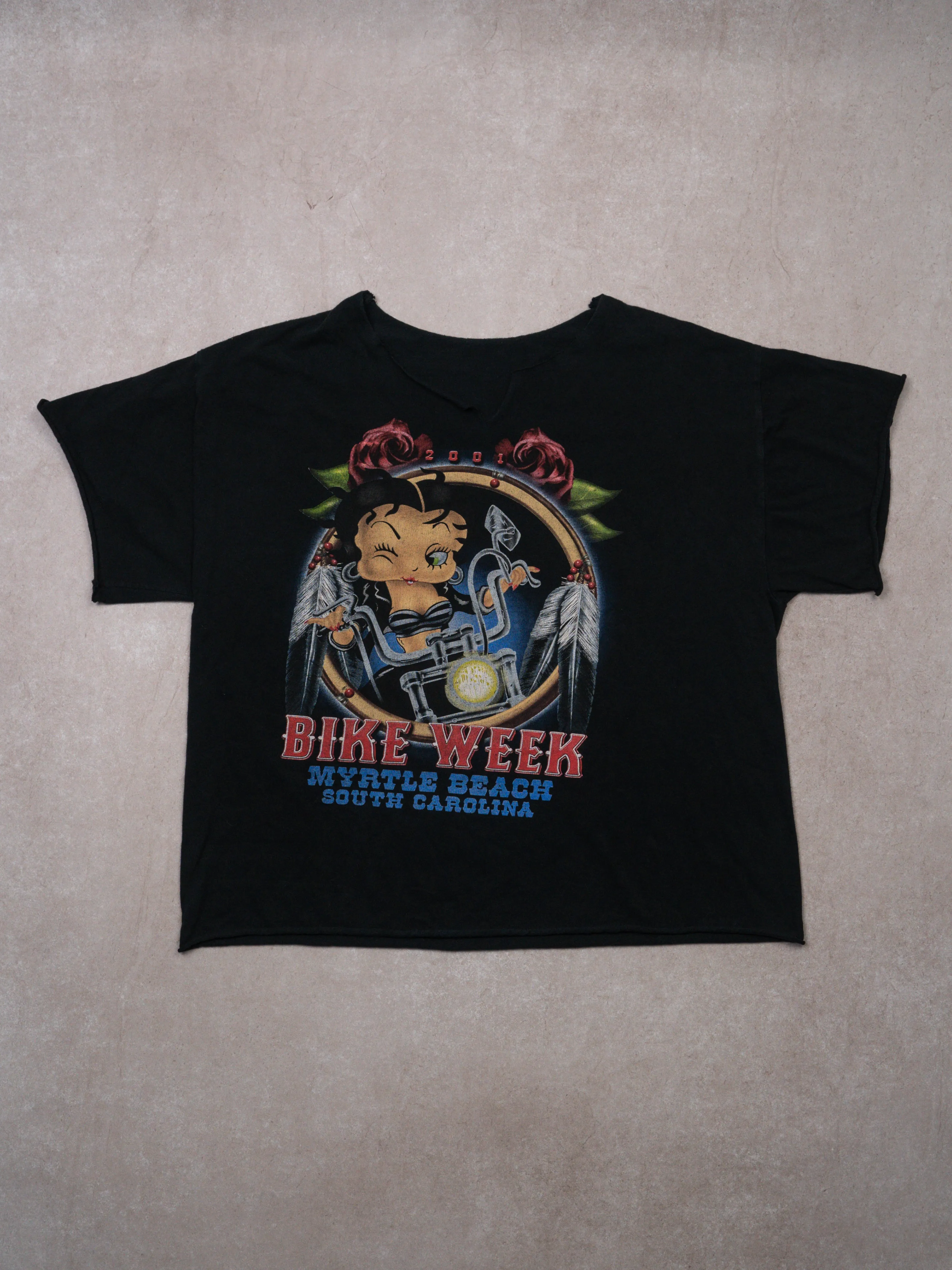 Vintage '01 Betty Boop Bike Week Myrtle Week Boxy Tee (L)