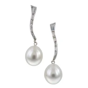 Vintage Diamond & Pearl Drop Earrings