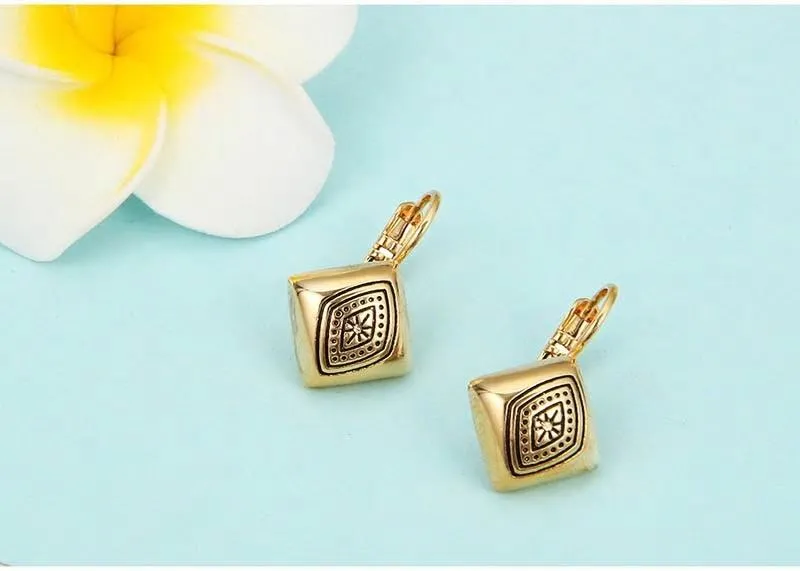 Vintage Exquisite Carved Square Shaped Ear Cuff Earrings - 2 Styles