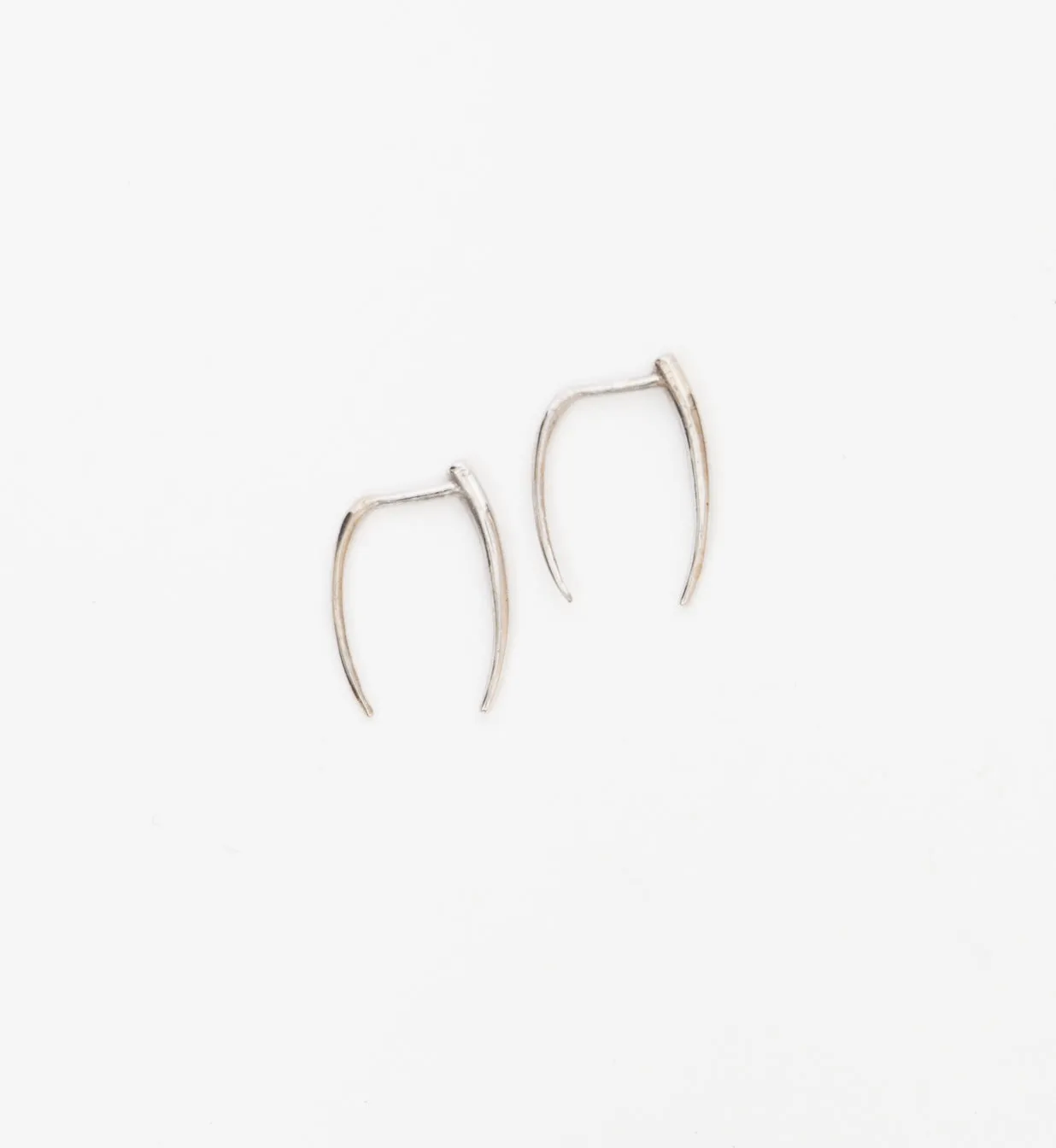 White Gold Infinite Tusk Earrings