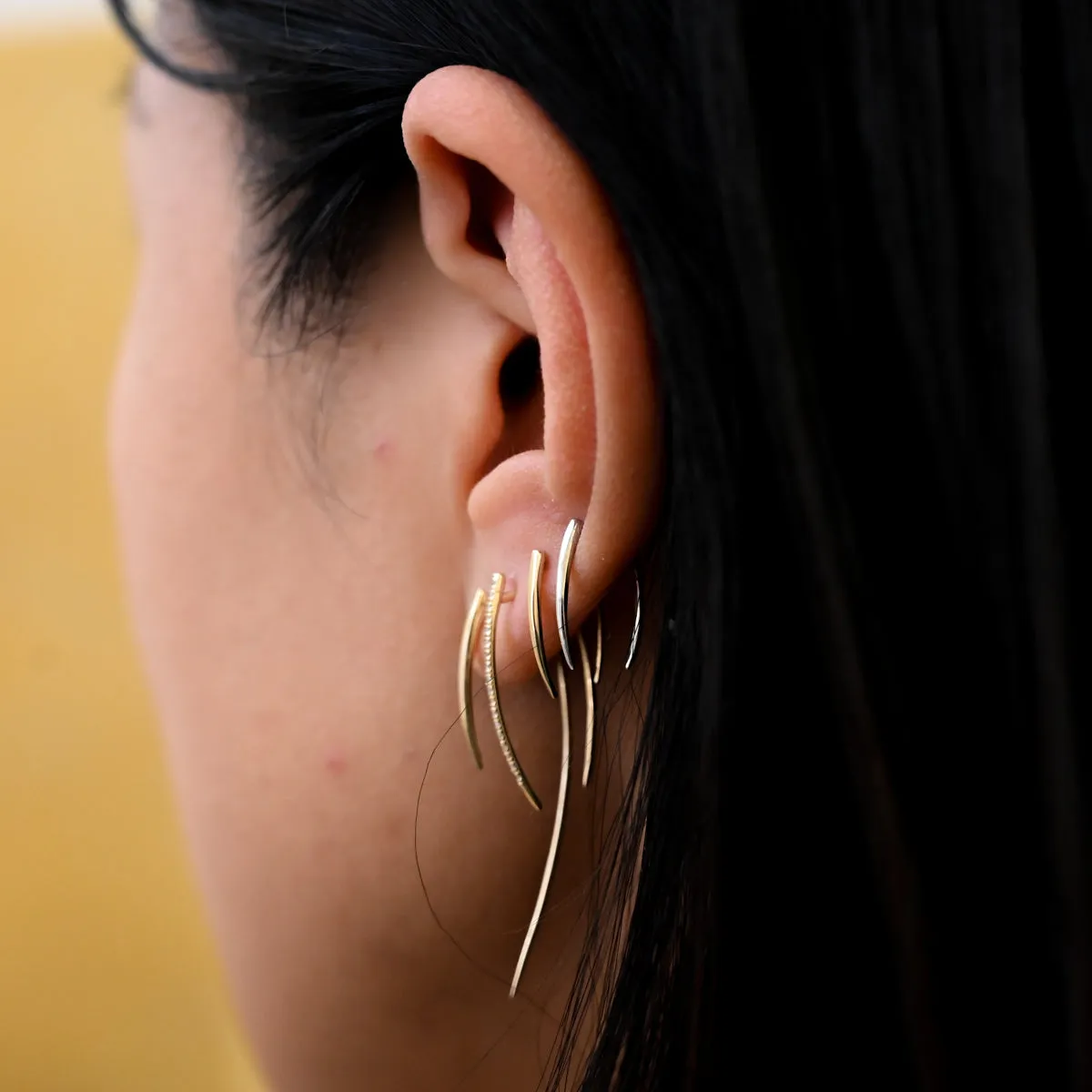 White Gold Infinite Tusk Earrings