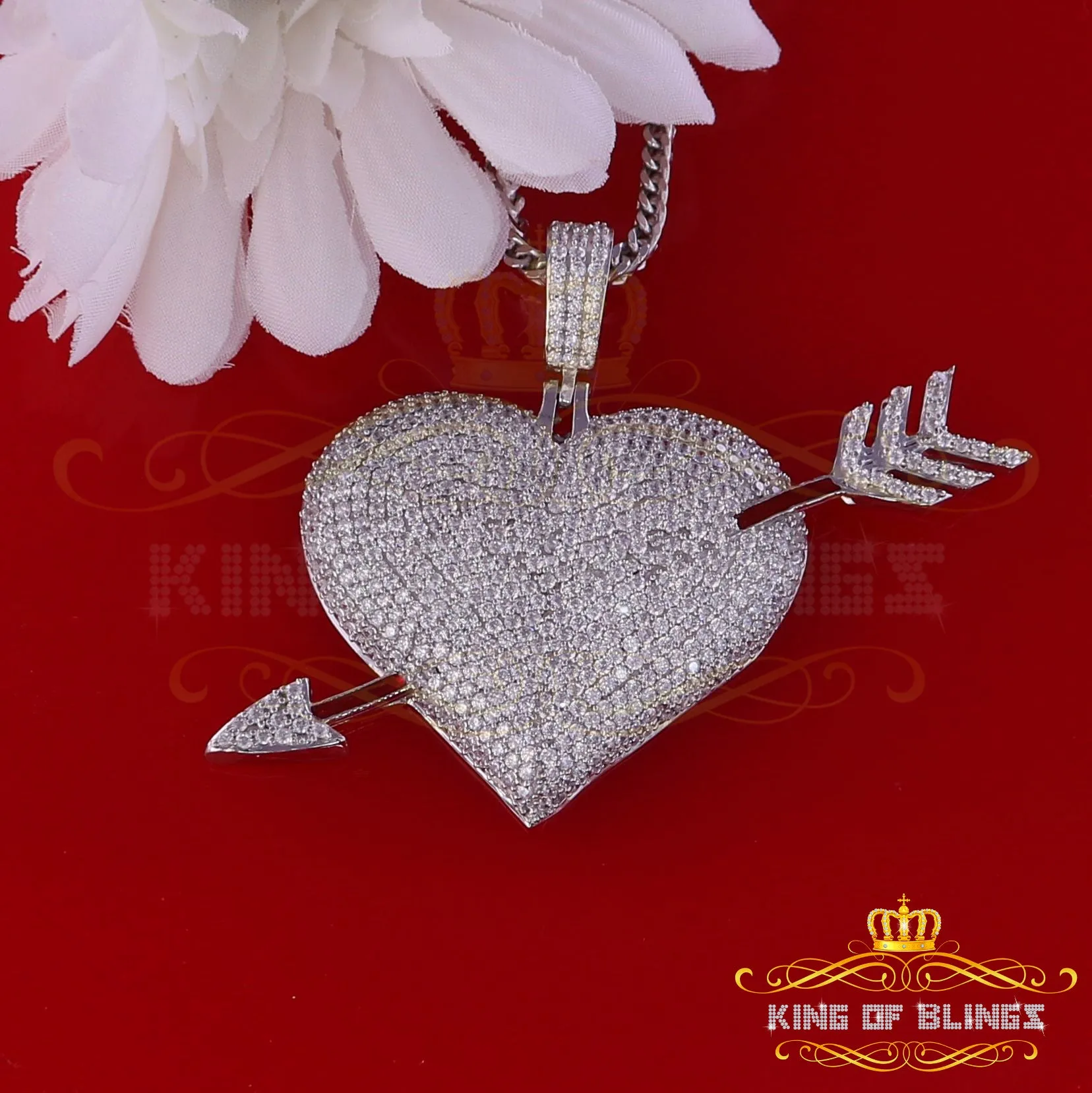 White Special Heart arrow Shape Sterling Silver Pendant 13.58ct Cubic Zirconia