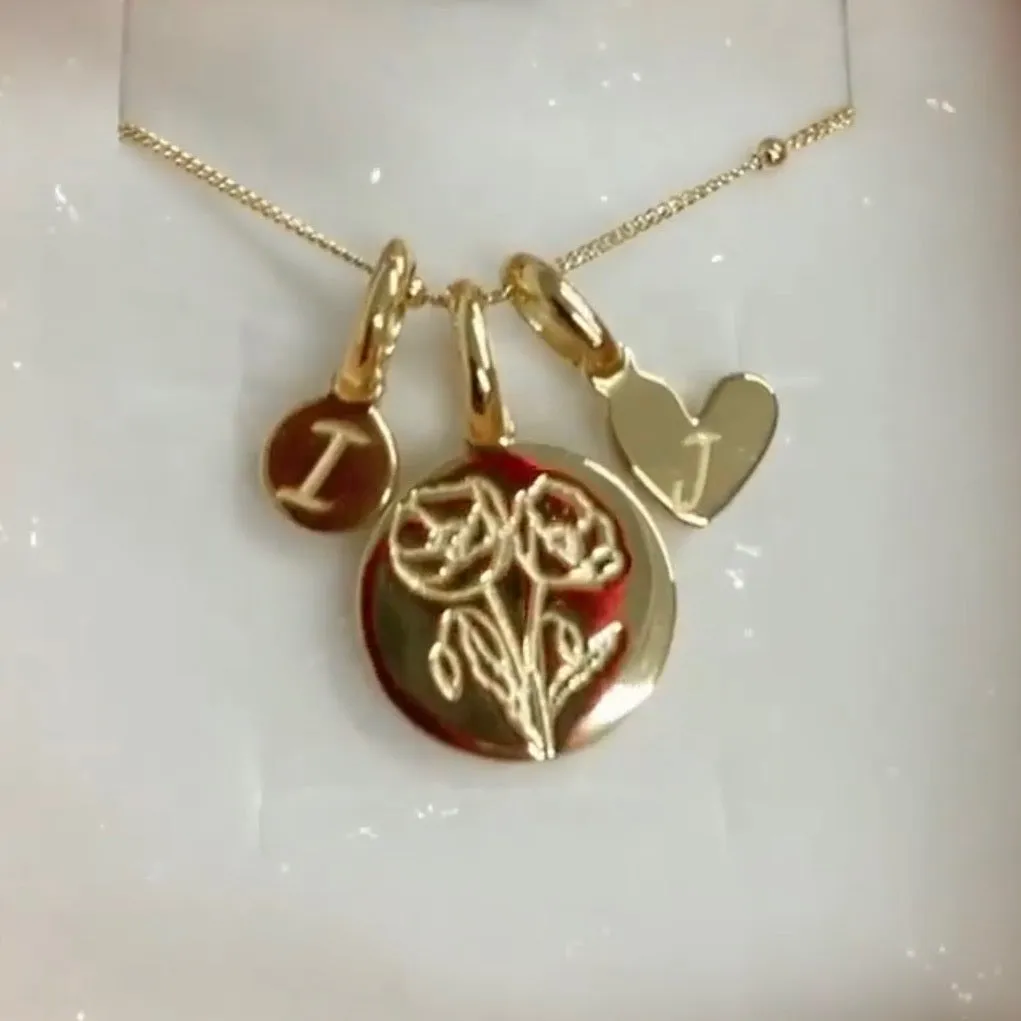 Wild Flower Necklace With Initial