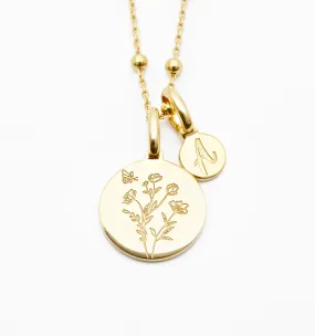 Wild Flower Necklace With Initial