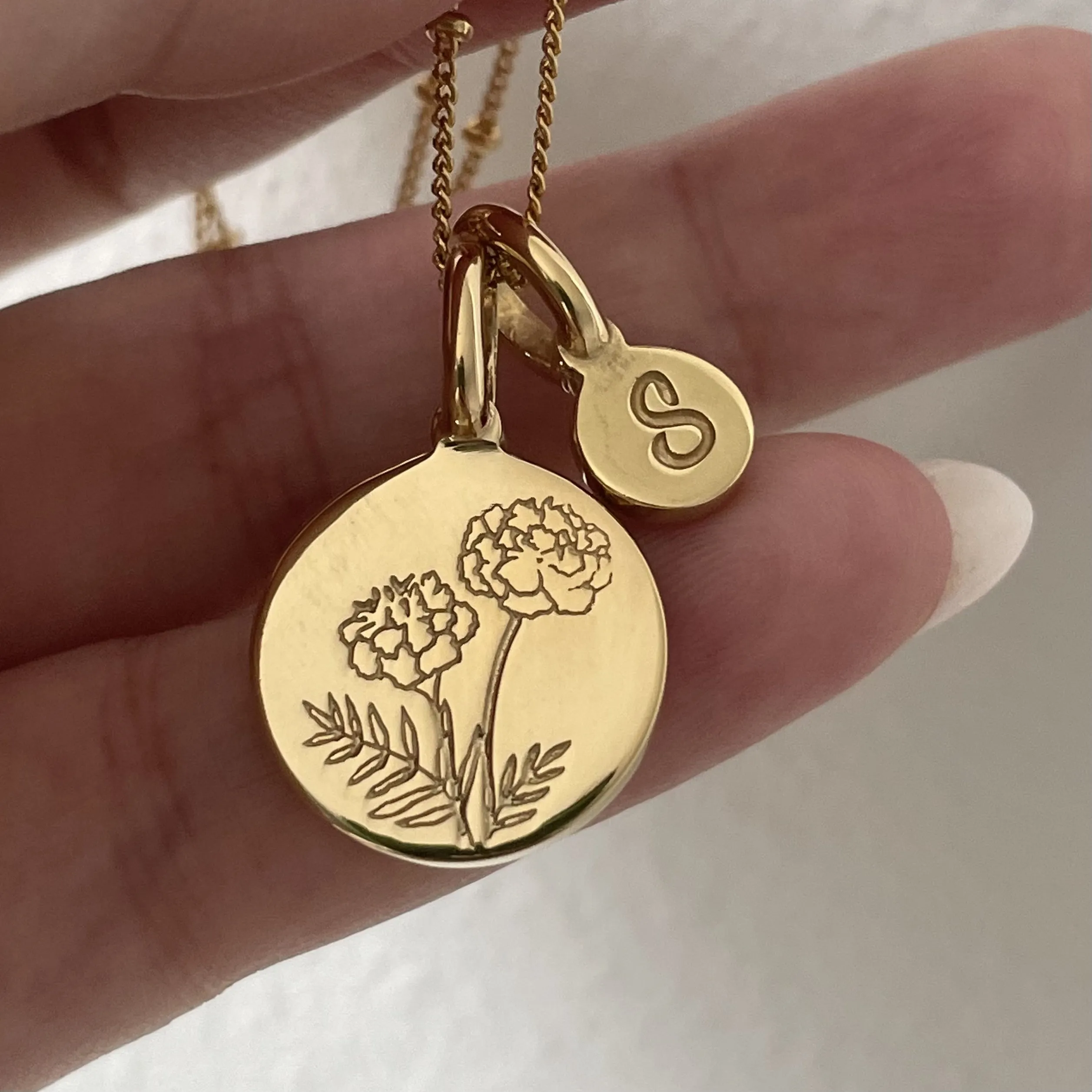 Wild Flower Necklace With Initial