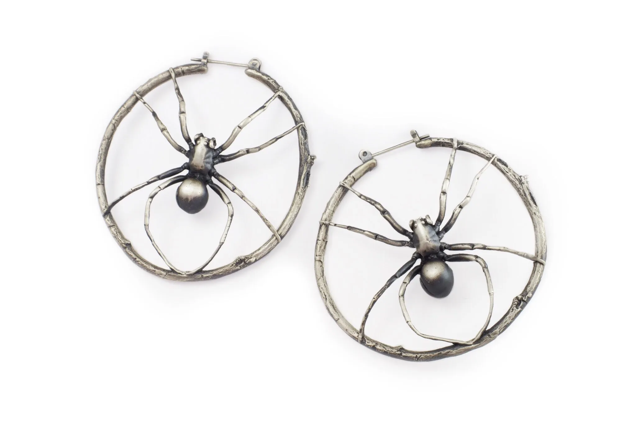 Wolf spider hoop earrings