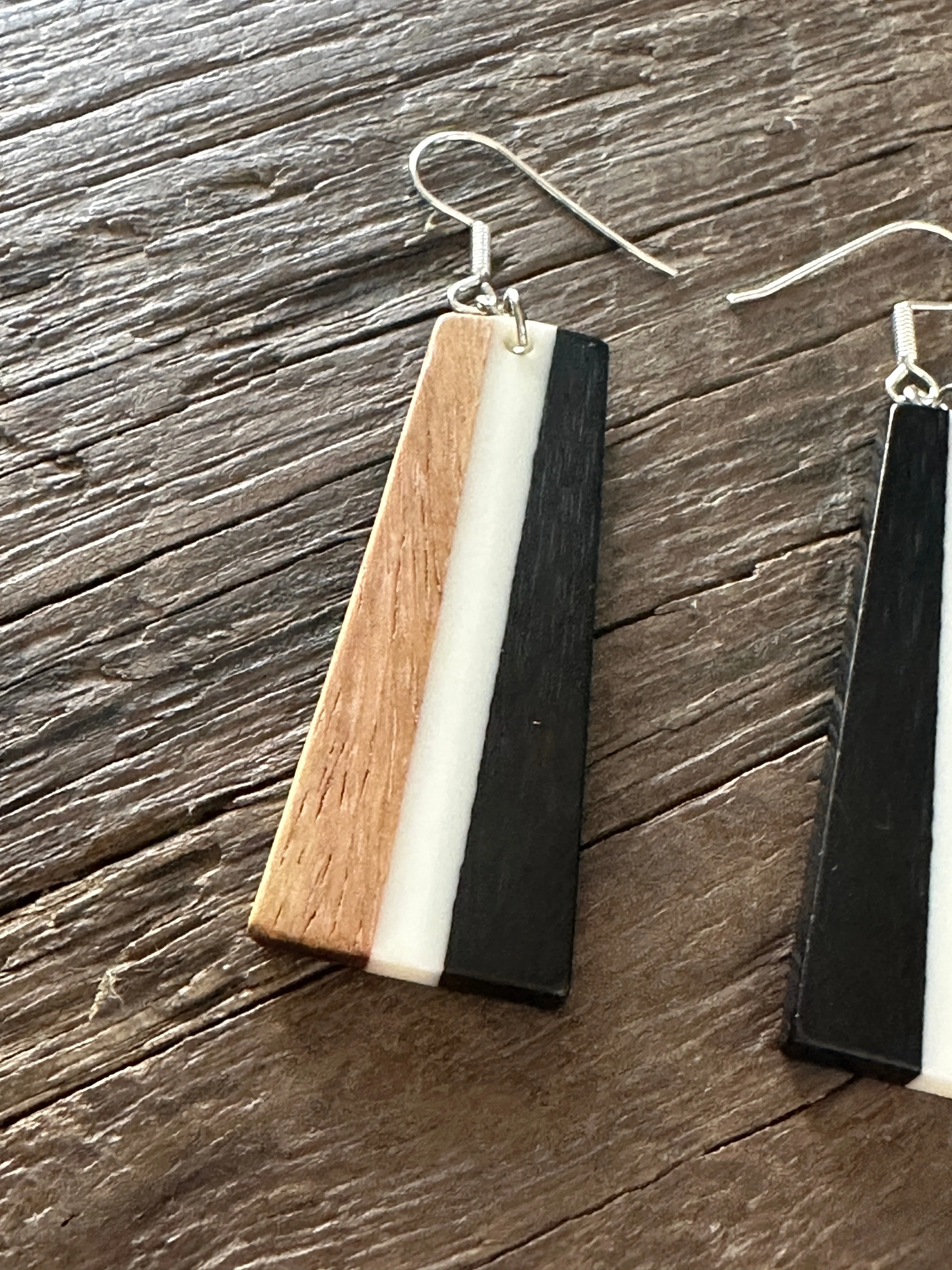 Wooden Drop Earrings - Trapeze