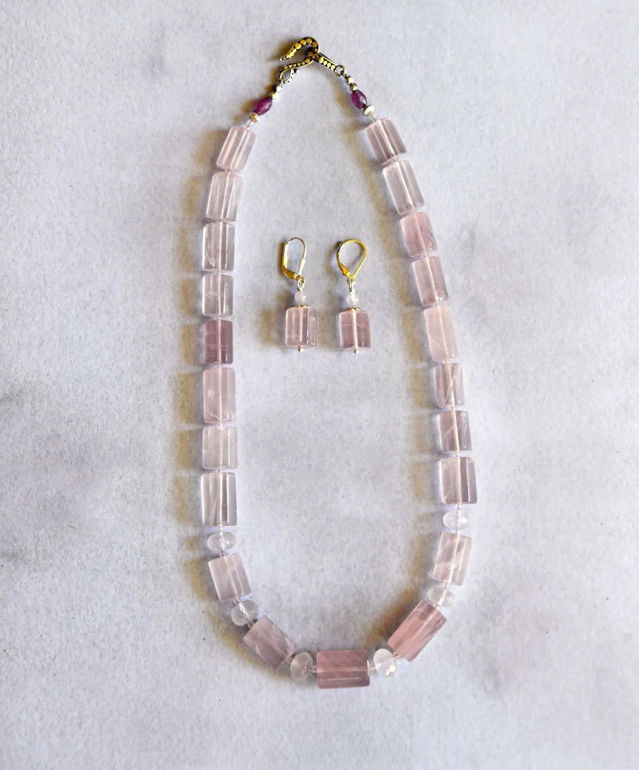 You Make me Blush Rose Quartz Necklace